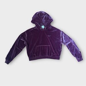 VICTORIAS SECRET PINK Purple Velour Hoodie Sweatshirt Long Sleeve Womens Medium